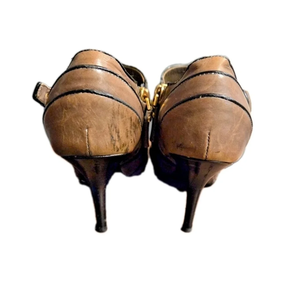 LOUIS VUITTON Boots Heel Leather Greige EU 35 / US Size 5